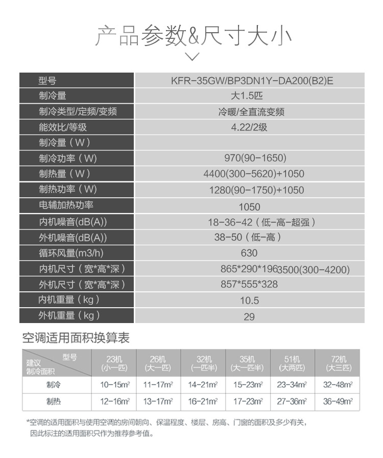 Midea/美的 KFR-35GW/BP3DN1Y-DA200(B2)E二级能效 冷暖变频空调