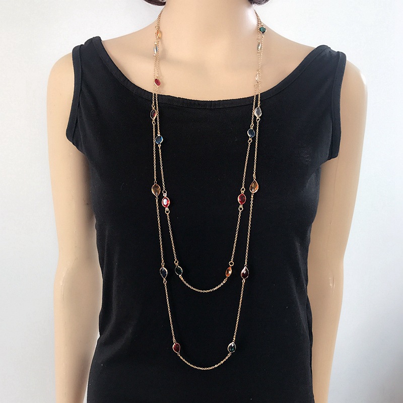 Color Resin Necklace Length Color Resin Beads Suit Necklace Sweater Chain display picture 5