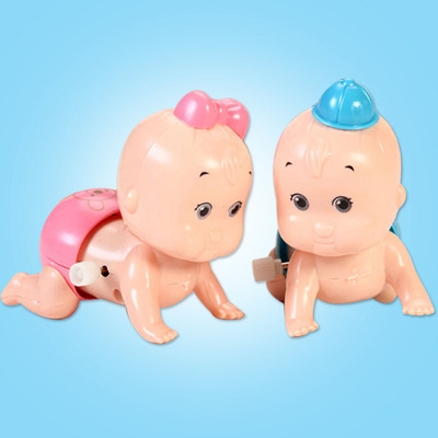 发条上链爬行娃娃 发条帽子会扭屁股小娃娃 婴幼儿童益智玩具批发|ms