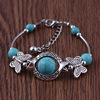 Retro carved turquoise bracelet natural stone, boho style, Aliexpress