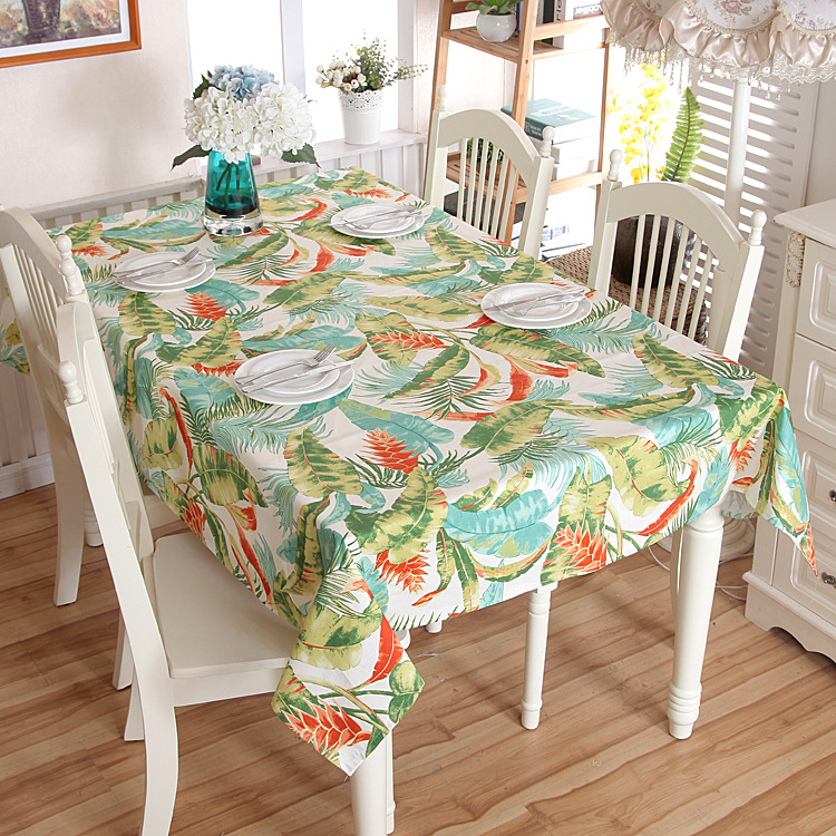 Mantel de mesa en lona de algodón con hojas de banano y selva_voghion.com