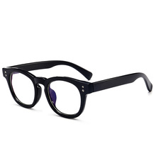 新款復古米釘平光鏡女潮牌圓框眼鏡架配近視眼鏡框網紅黑框眼鏡