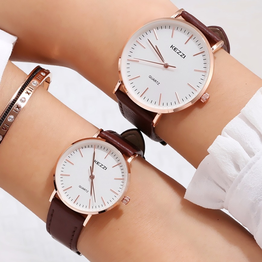 Kezi KEZZI couple watch Korean version trend men's watch belt waterproof women's watch pair engraved watch