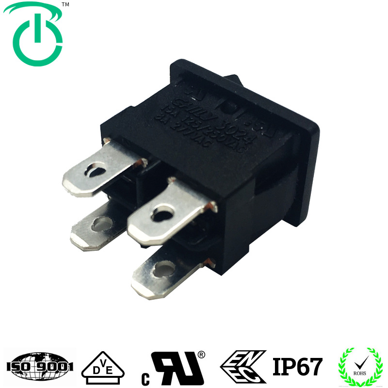 2档4只脚单刀双掷带UL和VDE认证高品质大电流带灯船型开关