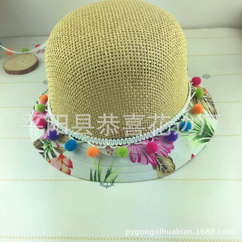 七彩手工毛球花边