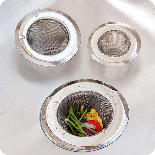 Stainless Steel Sink Strainer Kitchen Supplies Metal Strainer Funnel Tool Drainage Pipe Drainage Hole Anti-Clog Floor Drain 