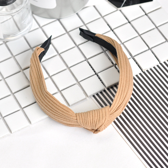 Estilo coreano exquisito accesorios para el cabello tocado nueva pajarita tela de punto diadema cruzada de borde ancho diadema de rayas para las mujeres