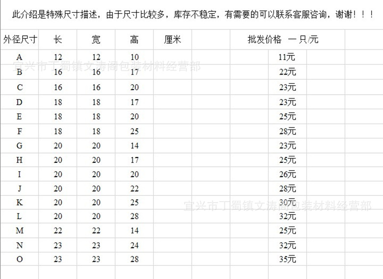 宋锦特殊尺寸表