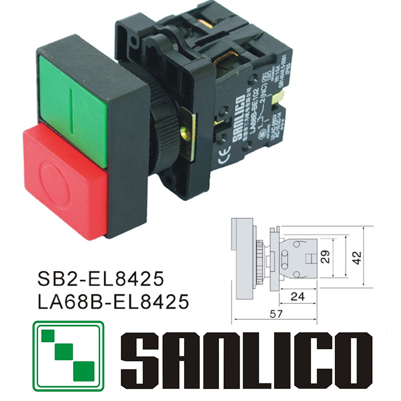 塑料双键位二联复位按钮启动停止按钮开关XB2 SB2 LA68B-EL8425