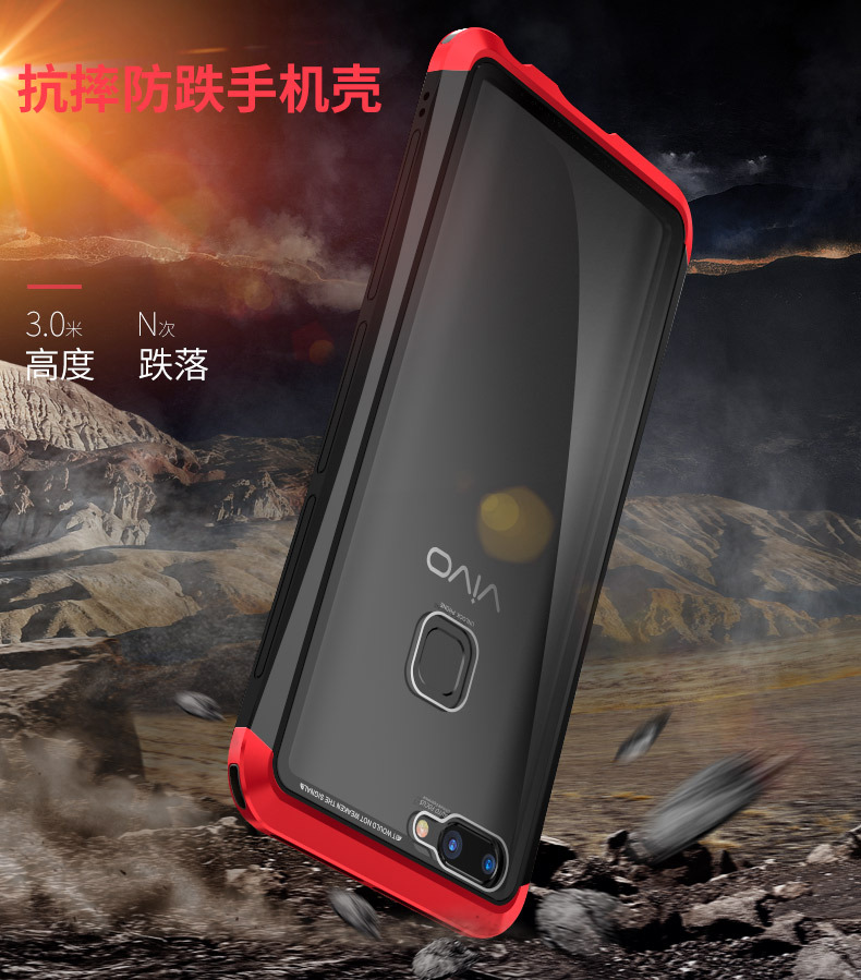 Luphie Nunchaku Airframe Metal Frame Air Barrier Tempered Glass Back Case Cover for vivo X20 & vivo X20 Plus