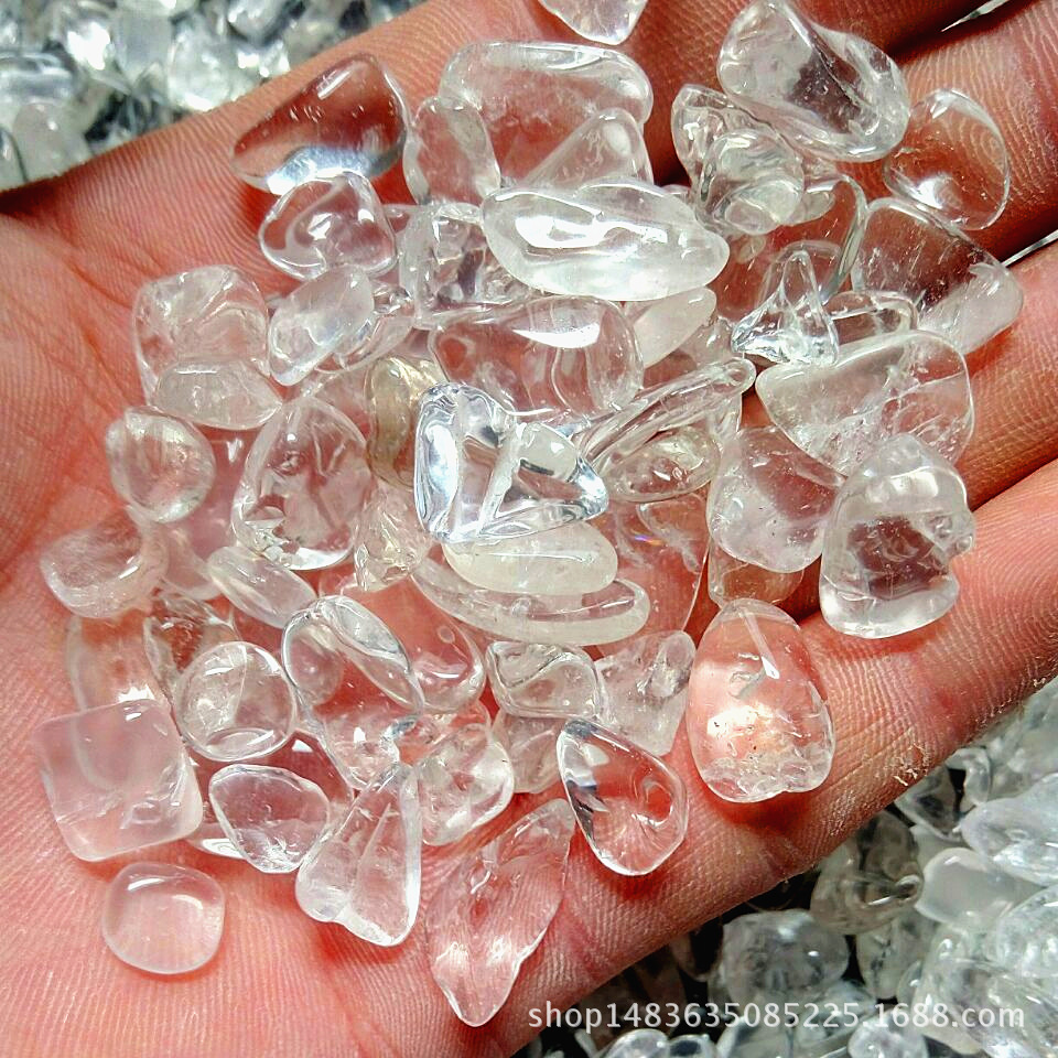 白水晶碎石鱼缸花盆装饰摆件DIY饰品装潢石消磁石每件100克