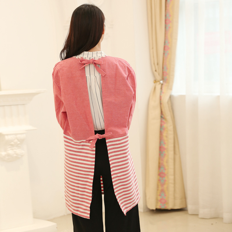 Delantal de manga larga estilo coreano moda dibujos animados lindo bebé tienda delantal inversa desgaste cocina hombres y mujeres ropa de trabajo personalizada sobretodo