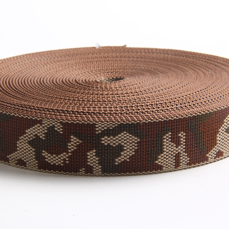 现货 3.8cm 电脑提花迷彩棉带 腰带原料出口品质加厚涤棉织带