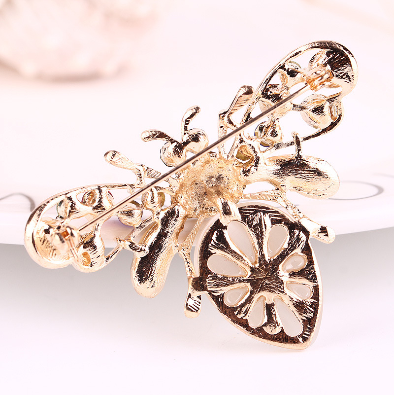 Mode farbige diamant katzenauge stein biene brosche niedliche cartoon tier brosche_voghion.com