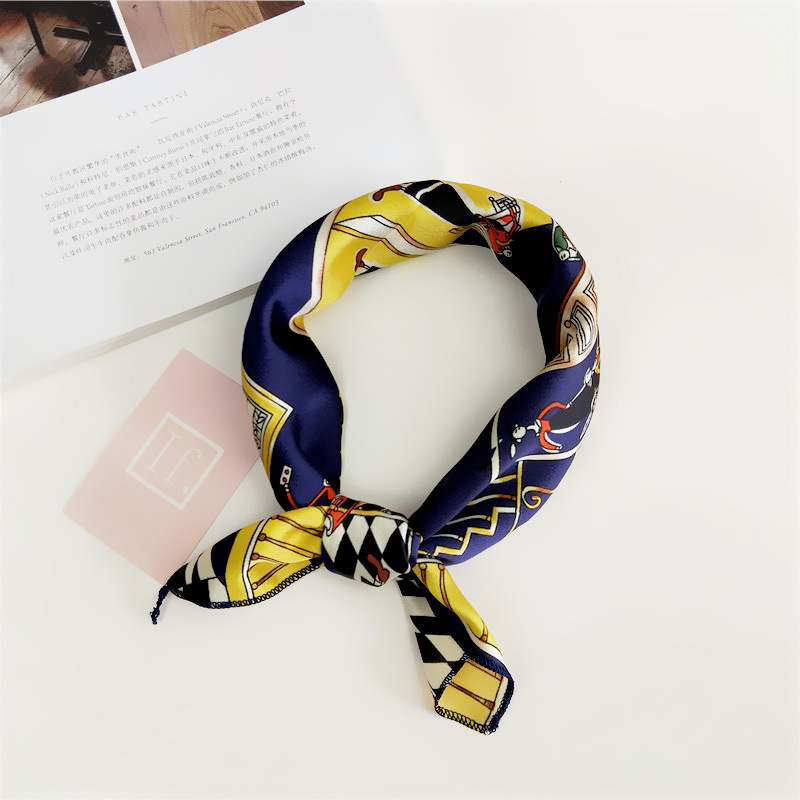 Women's Simple Style Stripe Polka Dots Chains Print Satin Silk Scarf display picture 40