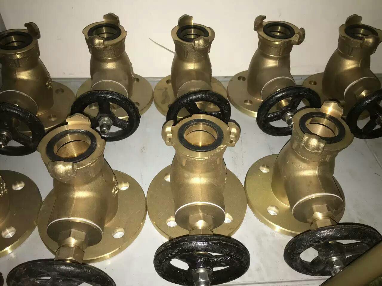 直通180度全铜黄铜法兰消火栓带中岛式管牙闷盖消防阀 直通