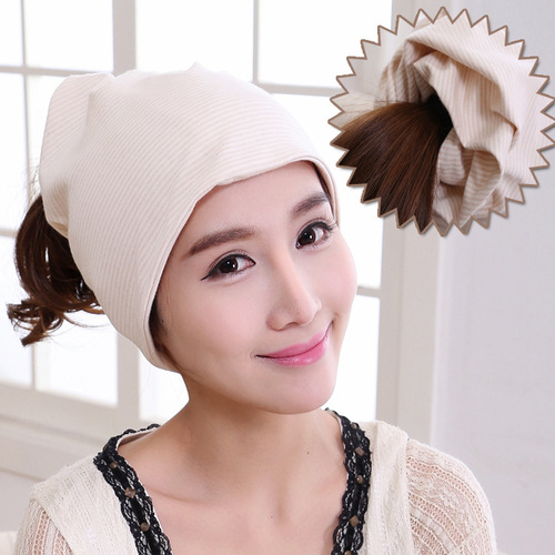 Cotton pile hat, maternity supplies, confinement hat, mommy cotton striped pile hat