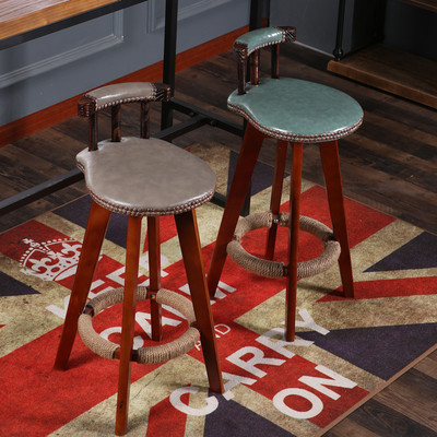 吧台椅实木旋转复古家用酒吧桌椅北欧时尚美式餐厅高脚凳