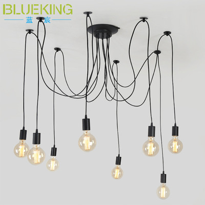 北欧卧室吊灯 个性创意复古吊灯 6头天女散花吊灯 爱迪生蜘蛛吊灯