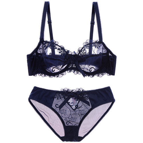 Thin Lace Bra European and American Sexy Mesh Transparent Women's Underwear Bra Set 9160 One Piece Dropshipping