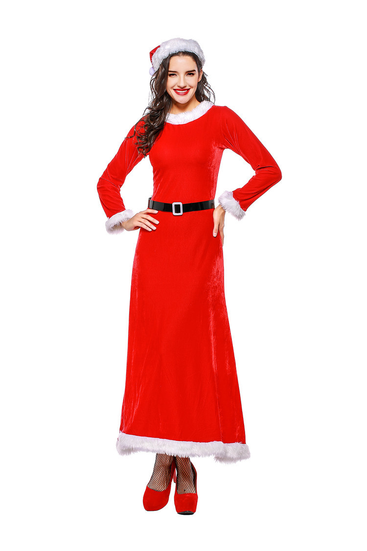 Dense Velvet Elastic Christmas Dress Costume display picture 4