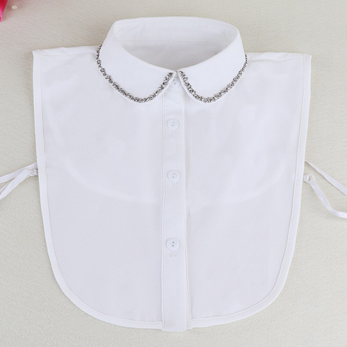 Women girls Dickey Collar detachable half shirt sweater decoration collar bead fake collar shirt collar sweater decorative led nail bead chiffon shirt wholesale