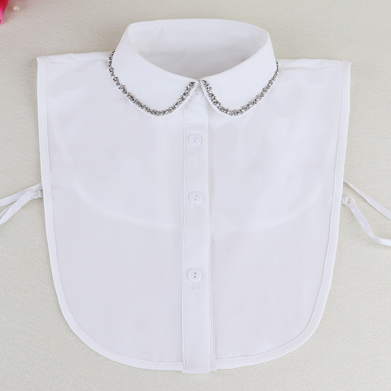 Women girls Dickey Collar detachable half shirt sweater decoration collar bead fake collar shirt collar sweater decorative led nail bead chiffon shirt wholesale