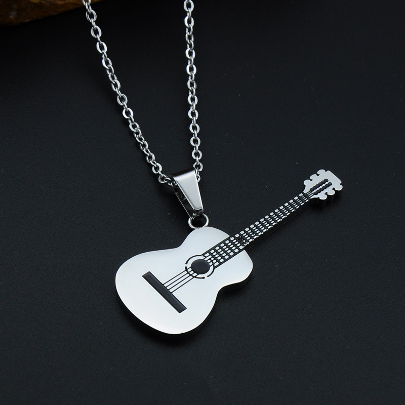 Fashion Stainless Steel Guitar Necklace Pendant Wholesale Nihaojewelry display picture 4