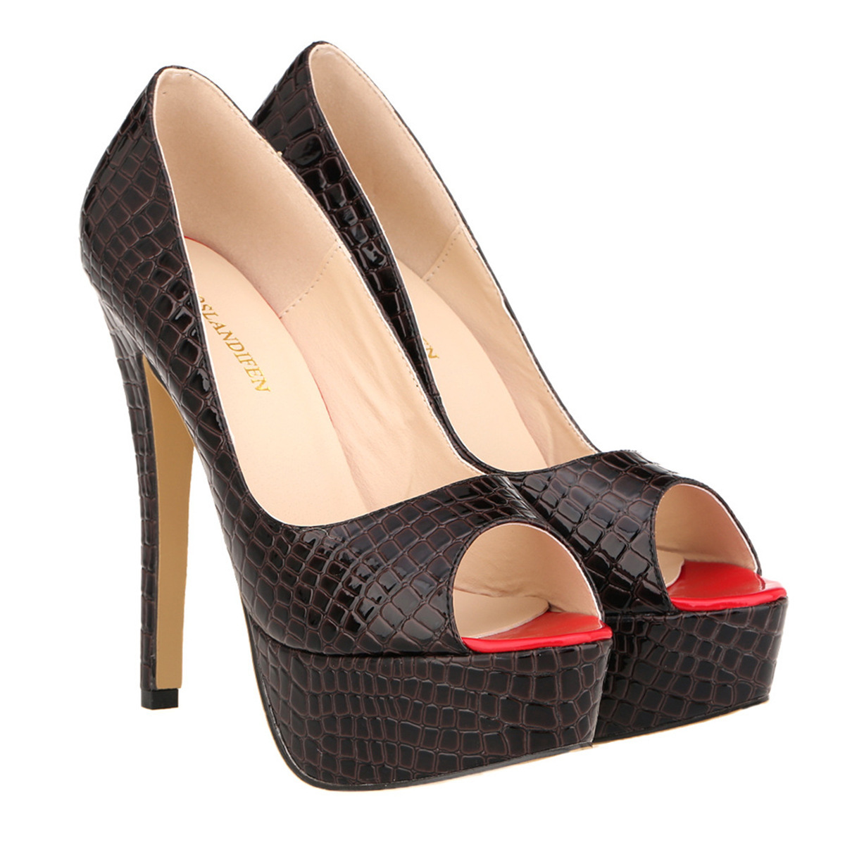 817-16 Classic fish mouth high heel shoes, thin shoes and shallow shoes, ladies' shoes, stars, the same 817-16 crocodile pattern.