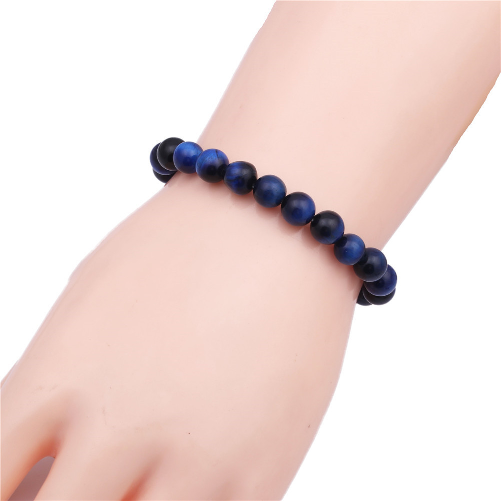 Jewelry Hot Sale 8mm Natural Blue Tiger Eye Bracelet Natural Stone Beaded Bracelet display picture 2