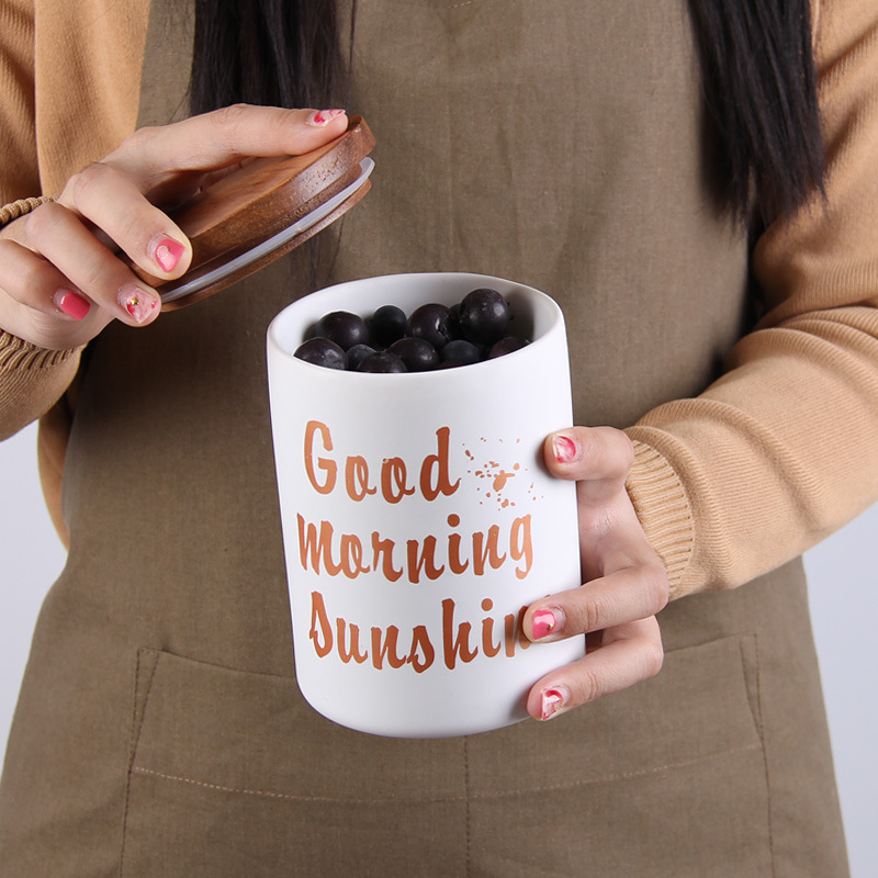 Nórdico cerámica sellada tarro de almacenamiento cocina caramelo té tarro con tapa ins decoraciones para el hogar al por mayor