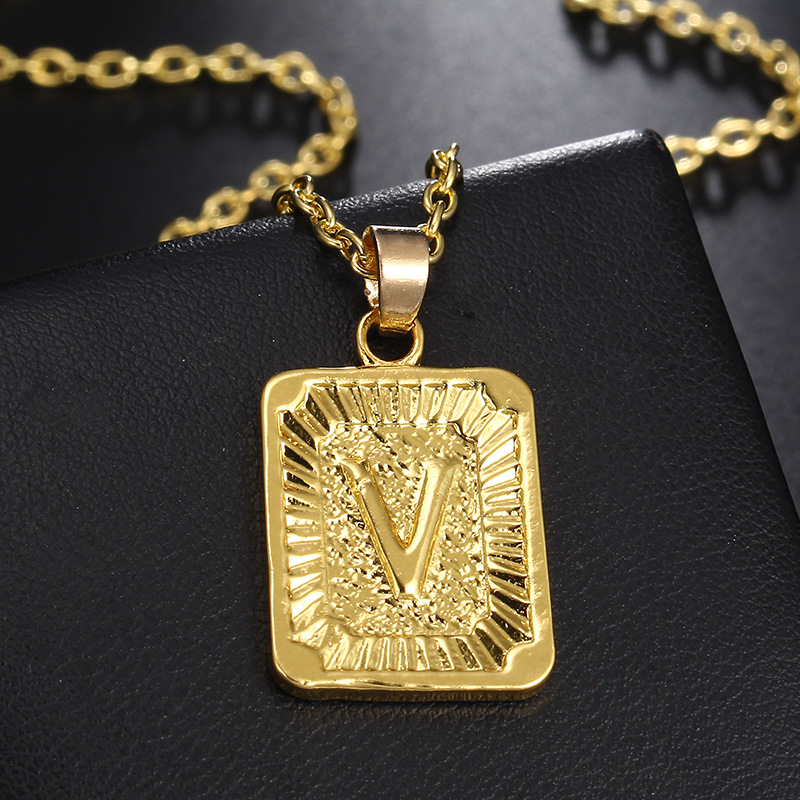 fashion gold medal square letter necklace wholesalepicture31