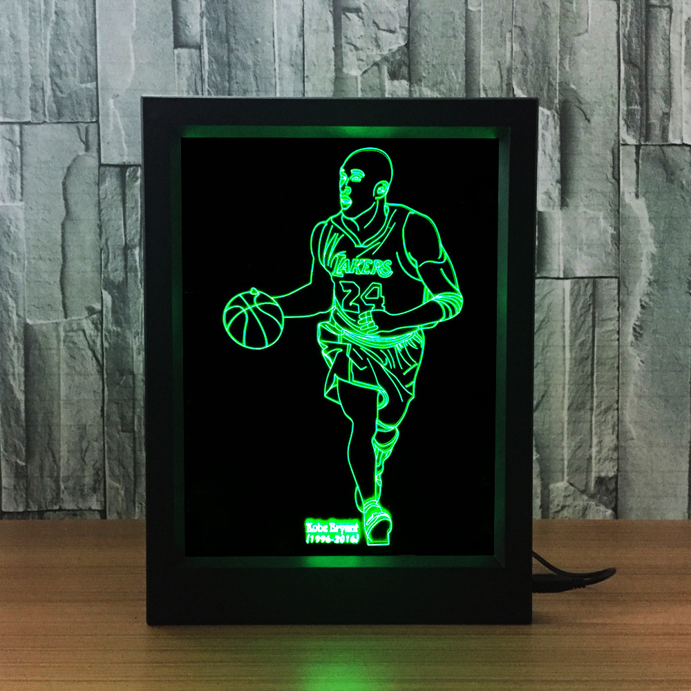 3d相框灯led灯 七彩触摸遥控创意产品小夜灯科比