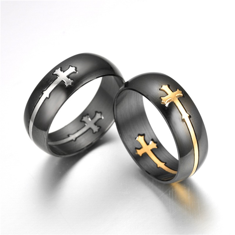 Wholesale Creative Cross Titanium Steel Ring Nihaojewelry display picture 5