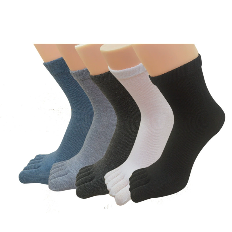 Носки с пятью пальцами, мужские однотонные впитывающие пот носки на носках, удобные носки на носках, мужские хлопковые носки, носки для приливов, внешняя торговля, оптовая продажа