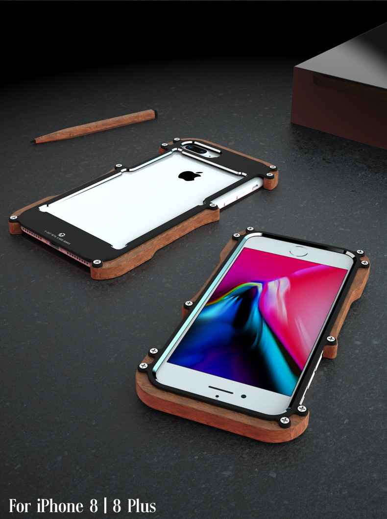 RJust IRONWOOD Light Slim Timber Aluminum Metal Wood Bumper Case Cove