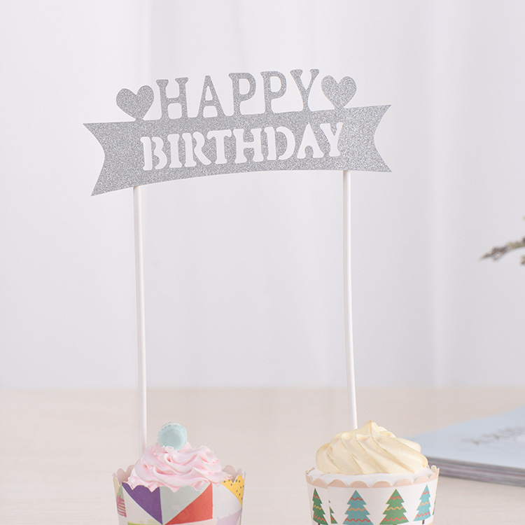 New online red happy birthday cake flag decoration party festive plug-in baking cake card card decoration