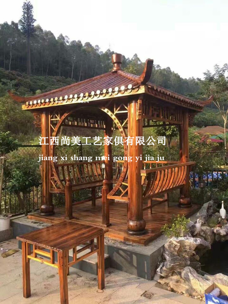 厂家直销防腐木四角凉亭景观木屋广场景区景点亭