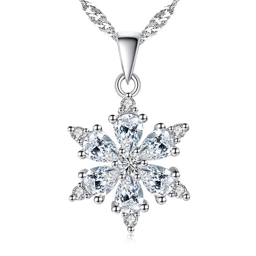 Weihua New Korean Necklace Silver Plated Necklace Lucky Snowflake Fashion Temperament Pendant Manufacturer Wholesale