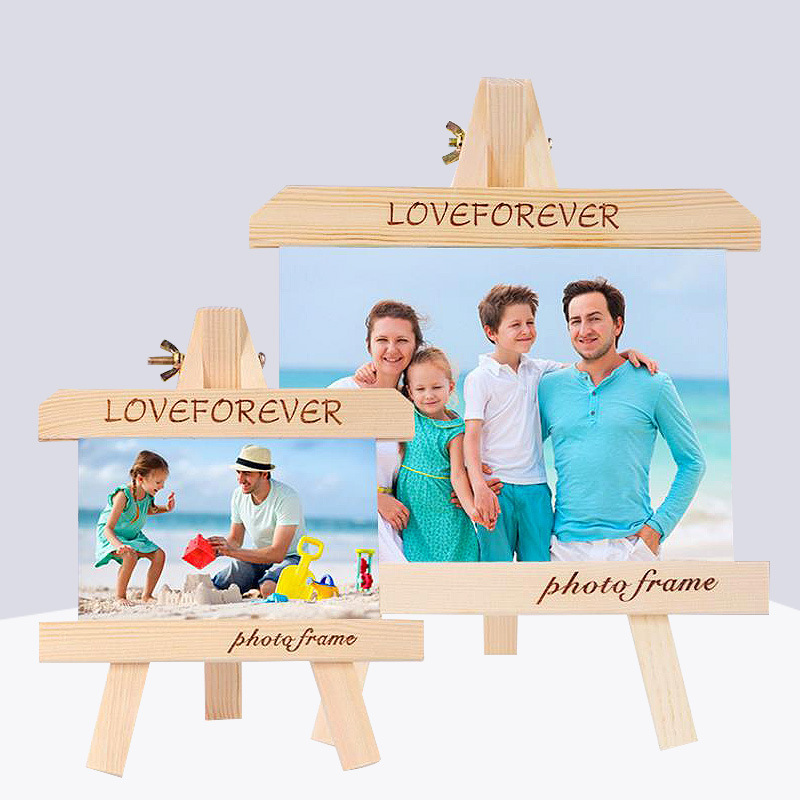 Photo frame creative small easel 5-a4 inch wedding photography children's photo tripod wooden frame decorative photo clip