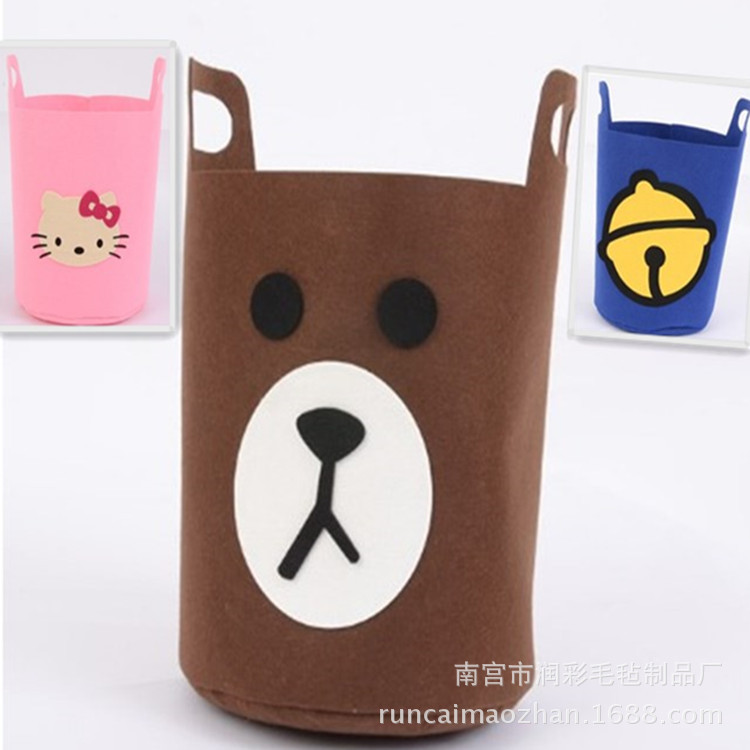 厂家定做毛毡桶整理儿童玩具储物毛毡收纳筐可印制logo毛毡桶