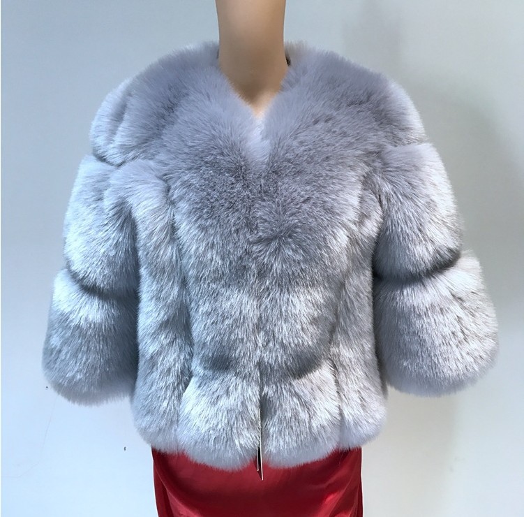 Women's Fashion Solid Color Patchwork Placket Coat Faux Fur Coat display picture 5