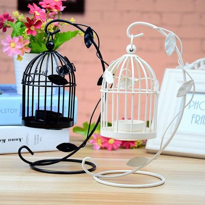 欧式摆件铁艺鸟笼风灯电子蜡烛婚庆烛台家居装饰礼品学生生日礼品|ms