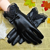 Gloves, winter keep warm cute autumn fashionable set with bow, Korean style
