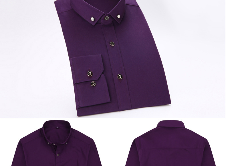 绣标夏季薄款弹力【高棉贡缎】钻扣商务男装时尚休闲男式长袖详情图12