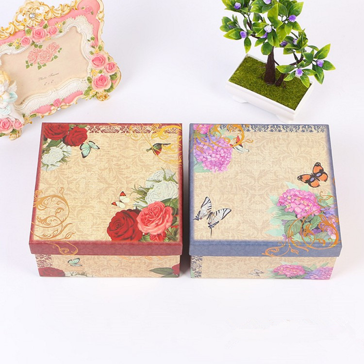 热销 正方形创意印花三件套礼品盒 通用包装盒纸盒首饰收纳盒批发