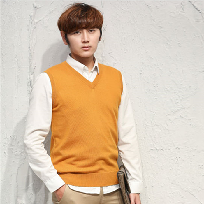 2023 Otoño e Invierno de los hombres con cuello en V más tamaño de color sólido suéter chaleco Jersey de punto chaleco sin mangas suéter Delgado chaleco