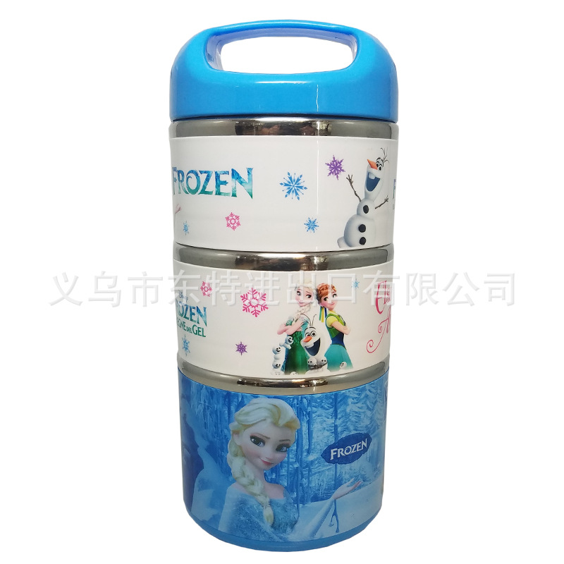 Stainless steel mini lunch box, cartoon 3-layer student lunch box, insulated picnic box, gift basket detail image 7