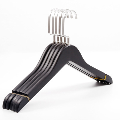 Retro black Wooden hanger men and women Wooden hanger couture woodiness coat hanger hotel non-slip coat hanger LOGO customized