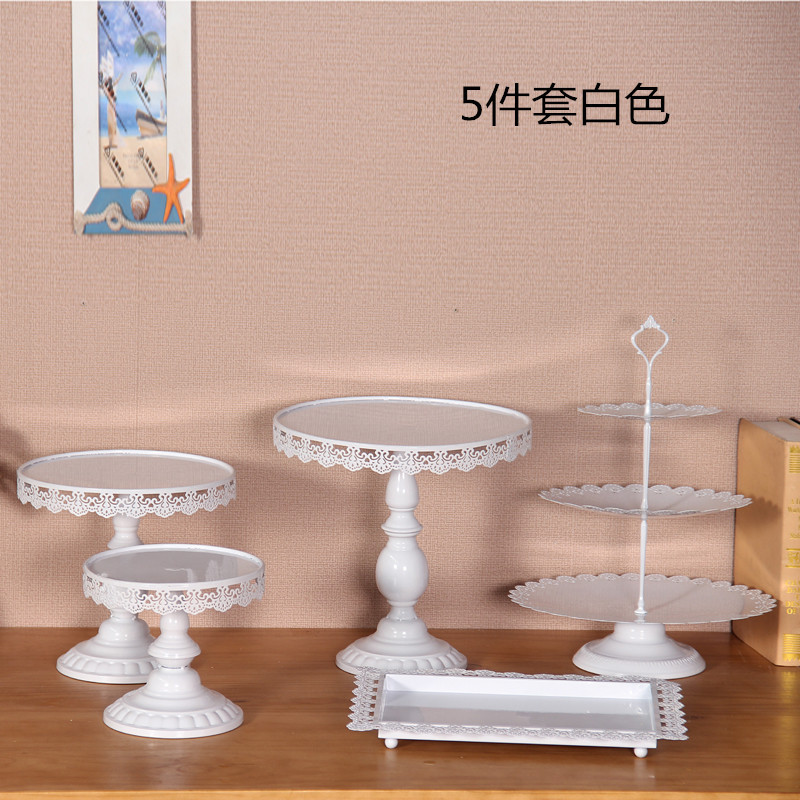 Nuevo estilo europeo soporte de la torta de la boda postre decoración encaje pastel plato pastel tienda merienda soporte 13 unidades traje